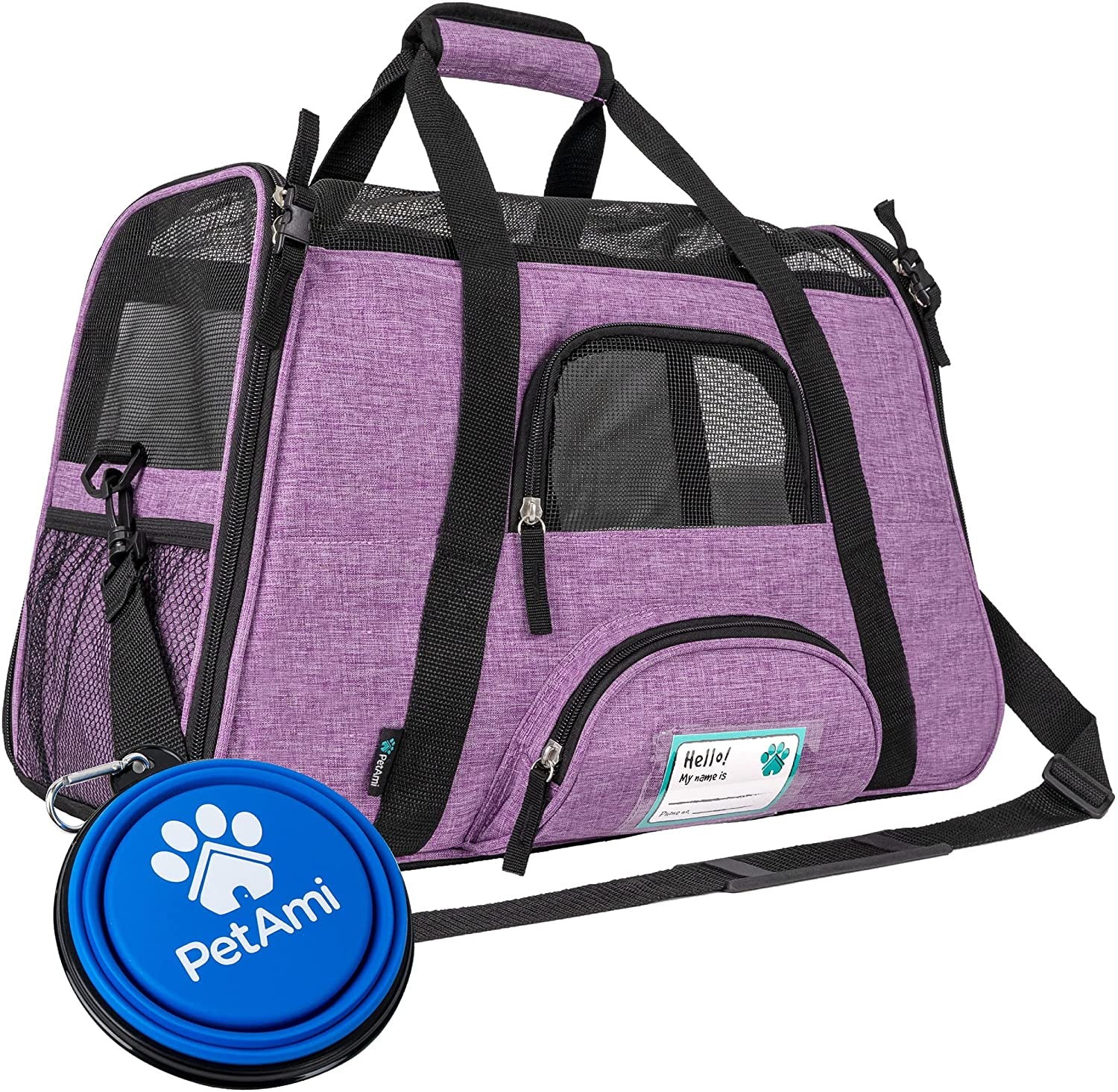 Airline Approved Soft-Sided Pet Carrier - Perfect for Cats and Small Dogs, Ventilated Travel Bag in Heather Purple