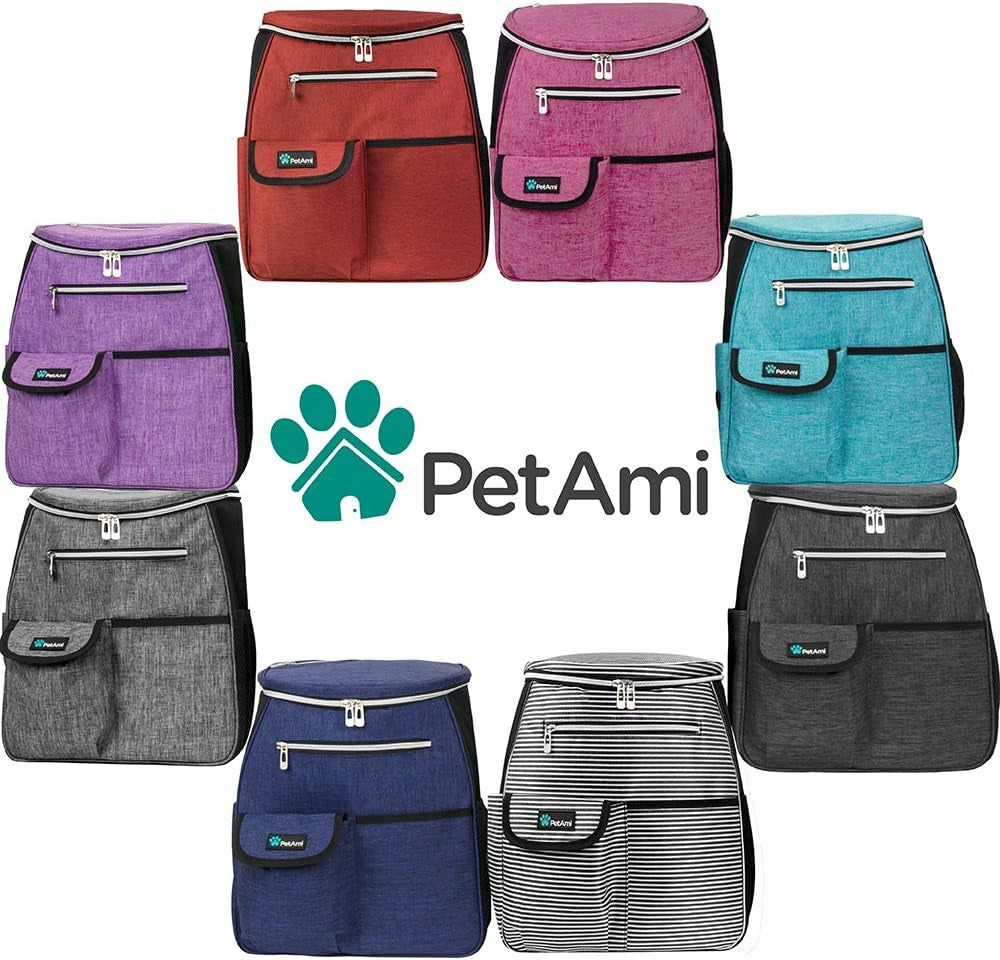 Dog Travel Bag Backpack, Airline Approved Dog Bags for Traveling, Puppy Diaper Bag Supplies, Pet Camping Essentials Hiking Accessories Gift, Food Container, Collapsible Bowls, Stripe Black