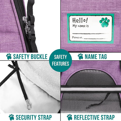 Airline Approved Soft-Sided Pet Carrier - Perfect for Cats and Small Dogs, Ventilated Travel Bag in Heather Purple