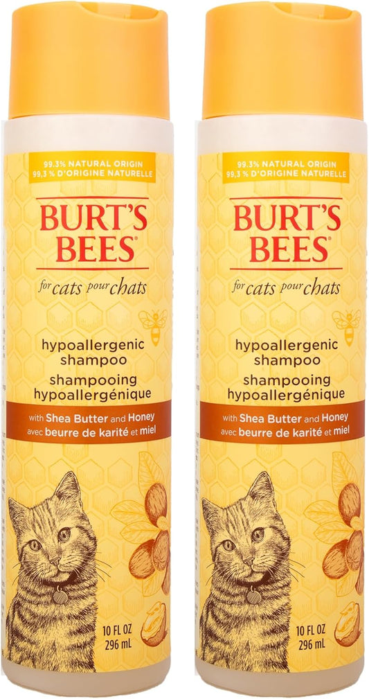 Hypoallergenic Cat Shampoo with Shea Butter and Honey, Gentle Kitten Shampoo for Indoor Cats with Dry or Sensitive Skin, Cat Bathing Supplies, 10 Fl Oz - 2 Pack